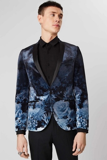 Men Floral Velvet Blazer