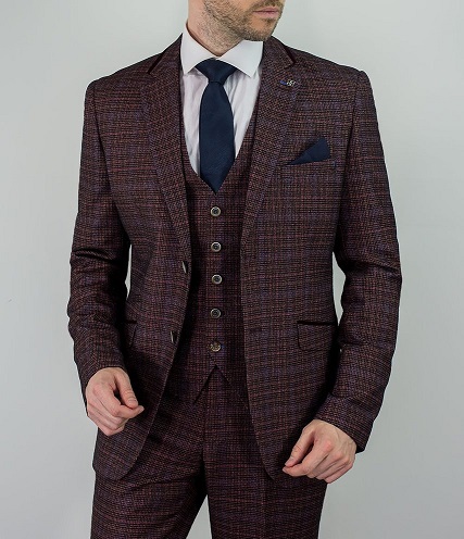 Maroon Tweed Blazer Men