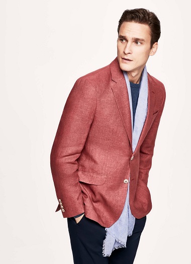 Red Linen Blazer Men