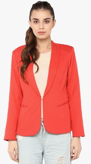 Harpa Red Solid Winter Blazer