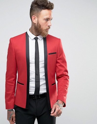 Red Cropped Blazer Men