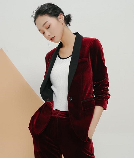 Red Velvet Blazer Womens