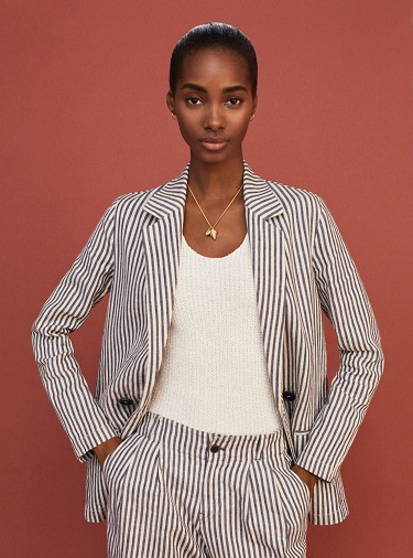 Striped Linen Blazer Women