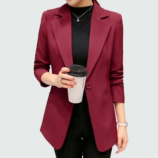 Maroon And Black Blazer Women