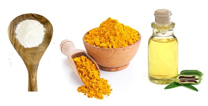 Wheat flour, Turmeric powder and sesame oil