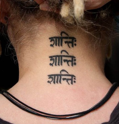 sanskrit tattoo on neck