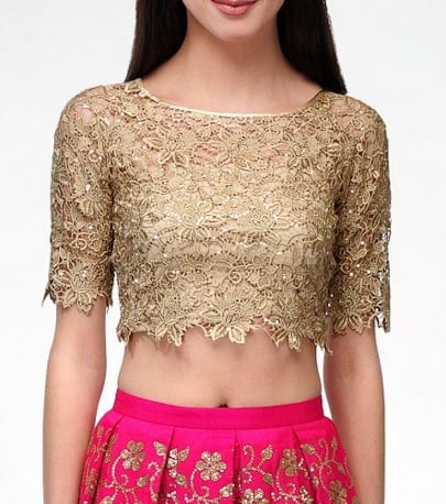 Golden Lace Blouse Designs