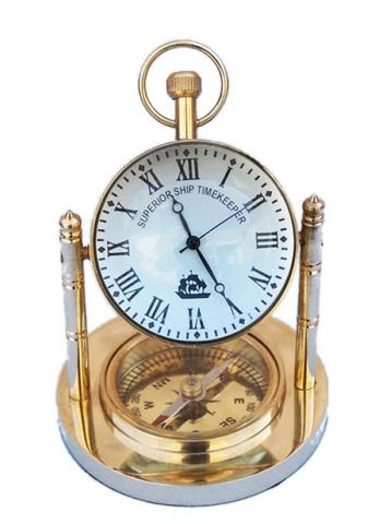 5” Compass Brass Nautical Desk Clocks