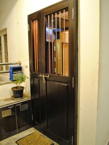 Teak Wood Safety Door With Iron Grills