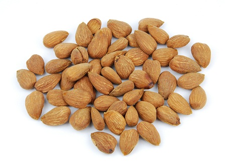 Almond nuts on white