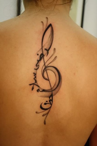 arabic back tattoo