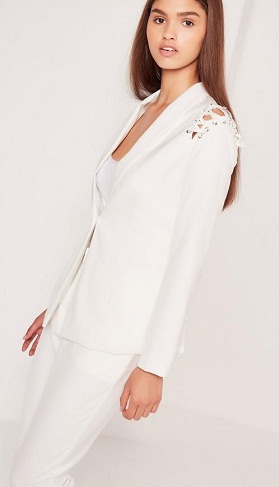 White Blazer with Lace Work