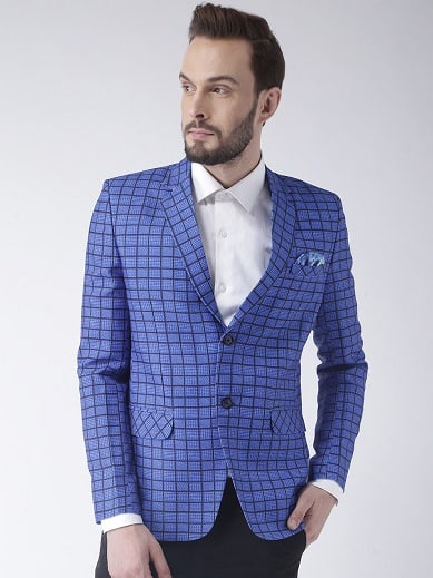 Blue Check Blazer Men