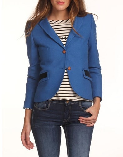 Blue Fitted Blazer Women