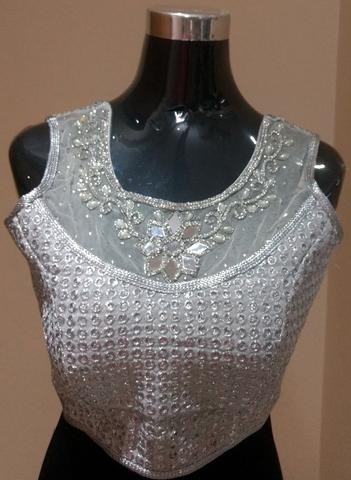 Silver Mirror Work Blouse