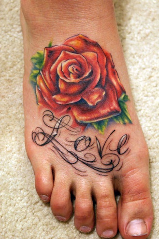 rose foot tattoo