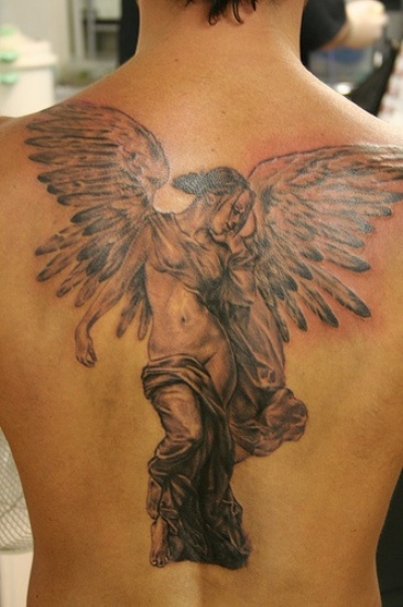 Artistic Angel Tattoo for Back