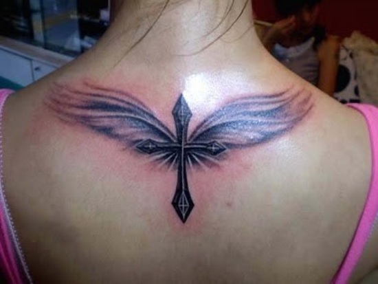 A Cross Style Angel Tattoo Design