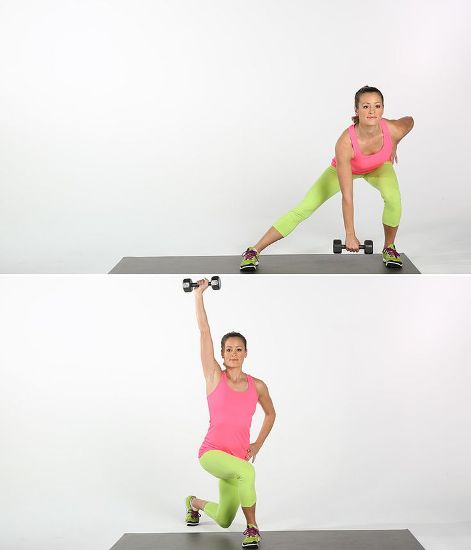 exercise belly fat Side Lunges and Press Outs