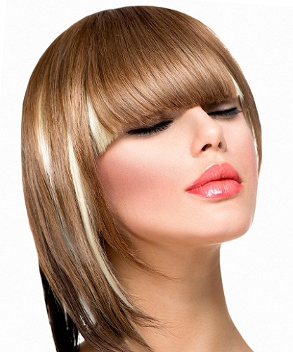 Asymmetric Front Bang Fringe Style