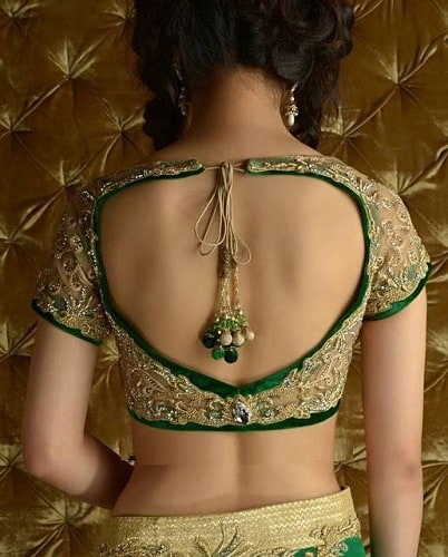 Deep Back Neck Blouse Design