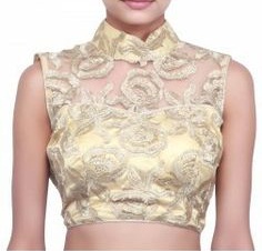 Zari Cut Work on a Beige Blouse