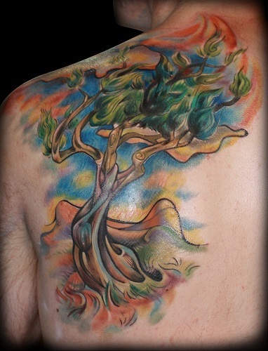 Contemporary Abstract Tree Tattoo