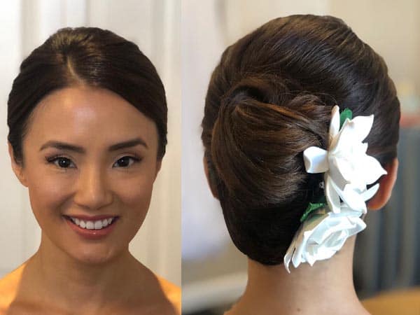 French Twist with Flowers and Long Hair