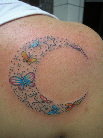 Butterfly Moon Tattoo