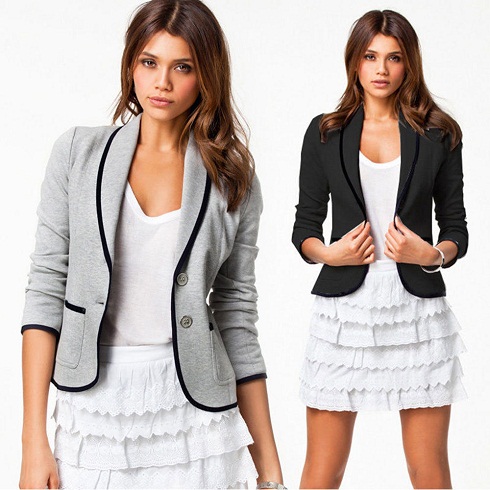 Grey blazer with black border