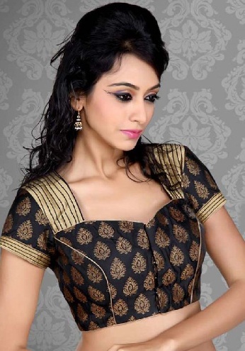 Designer Readymade Blouse with Golden Flower design