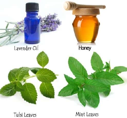 Mint Leaves Tulsi Leaves Lavender Oil And Honey