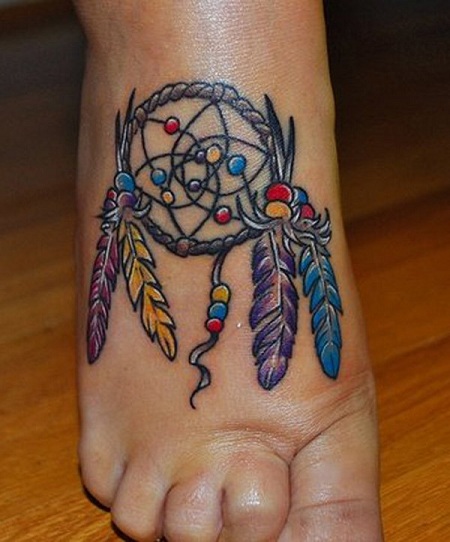 dream catcher tattoo on foot