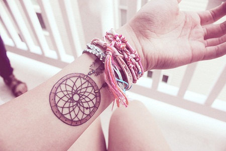 dream catcher tattoo on wrist