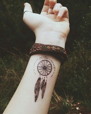 dream catcher tattoo on wrist