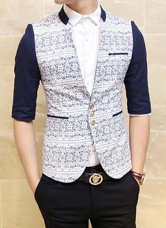 Sleeveless cotton blazer