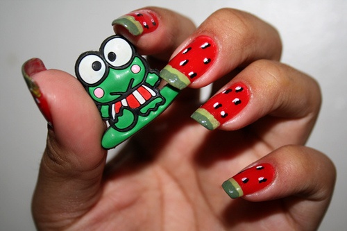 Watermelon Fruit Nail Art