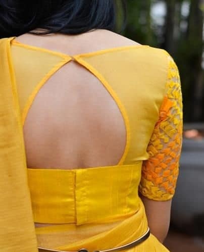 Yellow Triangle Opening Designer Blouse