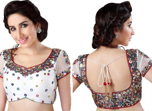 Saree Blouse Designs-Mirrored Blouse Design 13