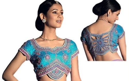 Saree Blouse Designs-Asymmetrical Blouse Design 14