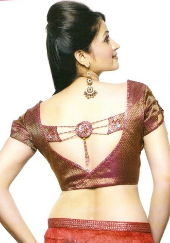 Saree Blouse Designs-V Neck Blouse 16