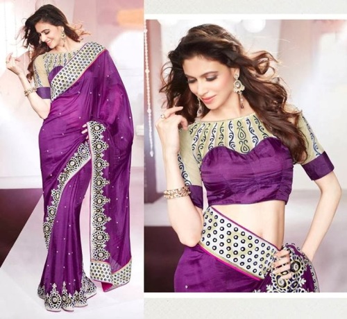 Saree Blouse Designs-Violet Blouse 3