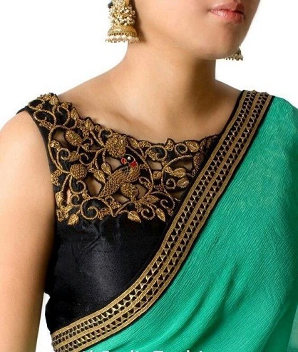 Boat Neck Saree Blouse Design