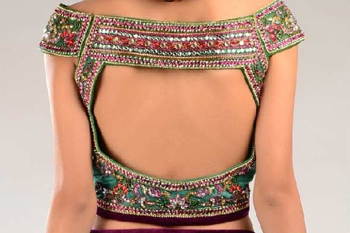 Off Shoulder Back Neck Saree Blouse