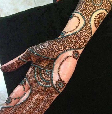 Indian Mehndi Design with Glitter