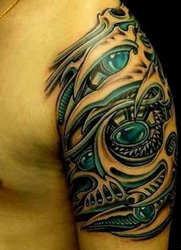 Realistic Biomechanical Tattoo Design