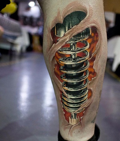 Shock Absorber Biomechanical Tattoo Design