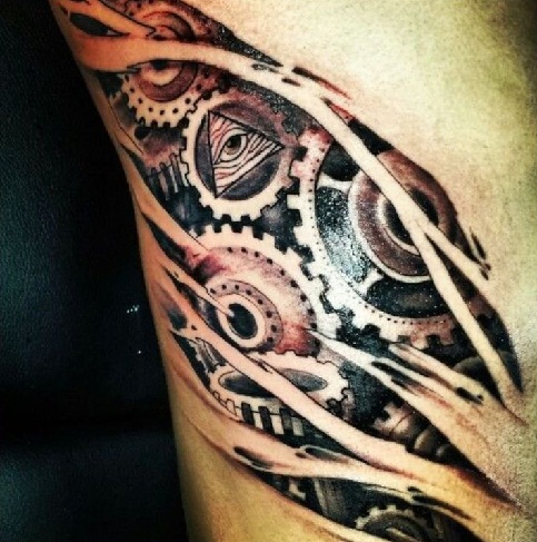 Awesome Biomechanical Tattoo Design