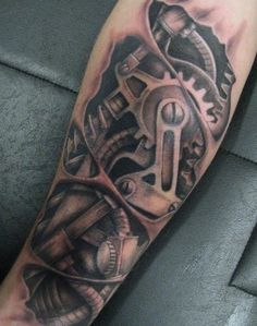 Futuristic Biomechanical Tattoo Design