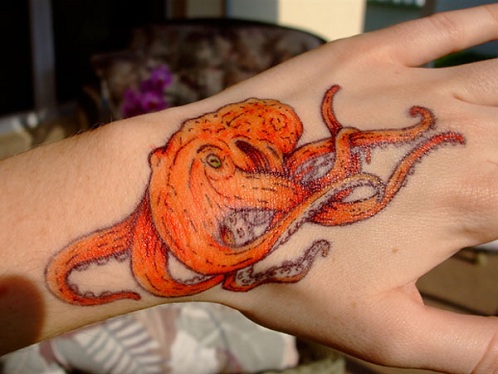 Octopus Orange Tattoo Design